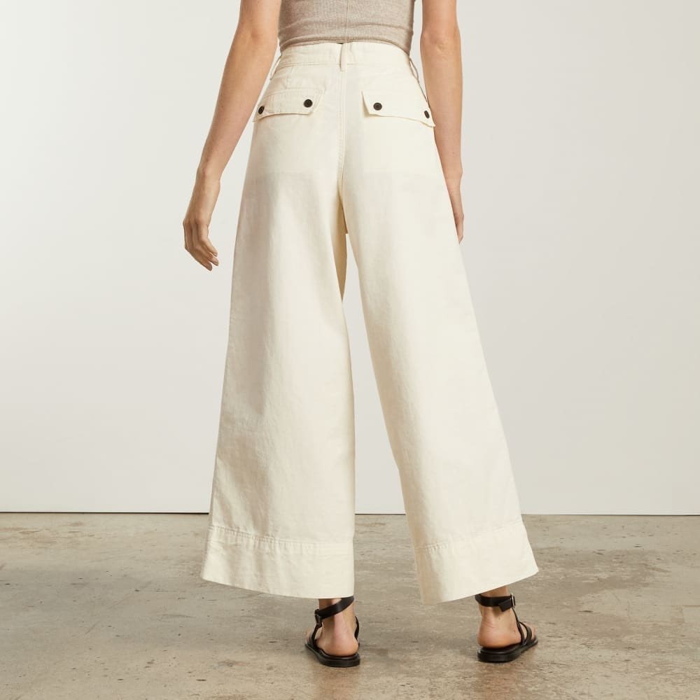 Everlane The Tourist Pant High Waist Bone White Wide Leg Cotton Linen 8 - Picture 4 of 13